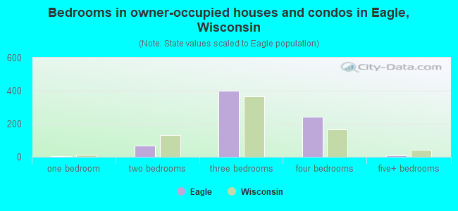 Bedrooms in owner-occupied houses and condos in Eagle, Wisconsin