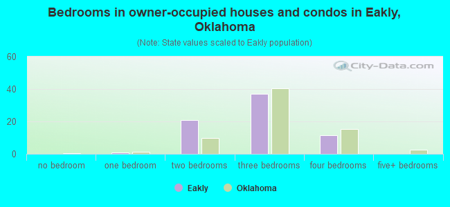 Bedrooms in owner-occupied houses and condos in Eakly, Oklahoma