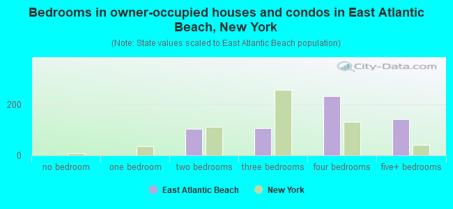 Bedrooms in owner-occupied houses and condos in East Atlantic Beach, New York
