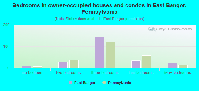 Bedrooms in owner-occupied houses and condos in East Bangor, Pennsylvania