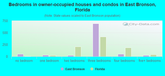 Bedrooms in owner-occupied houses and condos in East Bronson, Florida