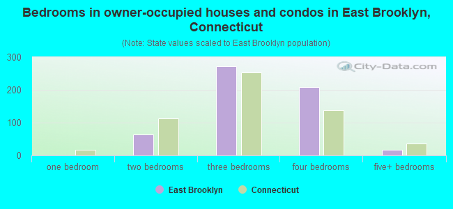 Bedrooms in owner-occupied houses and condos in East Brooklyn, Connecticut