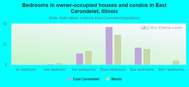 Bedrooms in owner-occupied houses and condos in East Carondelet, Illinois