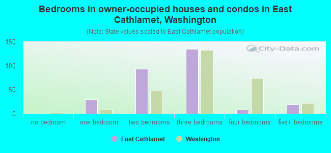 Bedrooms in owner-occupied houses and condos in East Cathlamet, Washington
