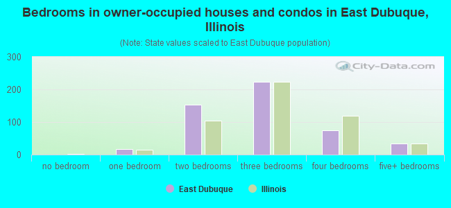 Bedrooms in owner-occupied houses and condos in East Dubuque, Illinois