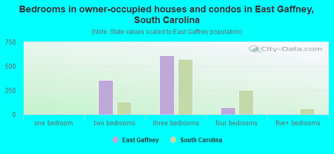 Bedrooms in owner-occupied houses and condos in East Gaffney, South Carolina