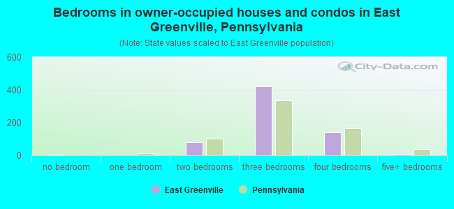 Bedrooms in owner-occupied houses and condos in East Greenville, Pennsylvania