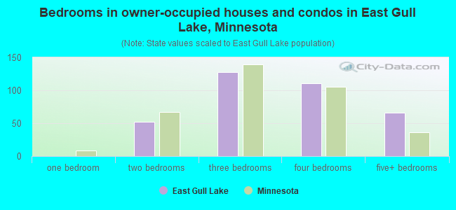 Bedrooms in owner-occupied houses and condos in East Gull Lake, Minnesota