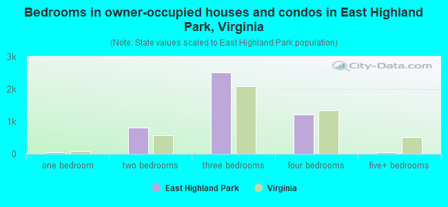 Bedrooms in owner-occupied houses and condos in East Highland Park, Virginia