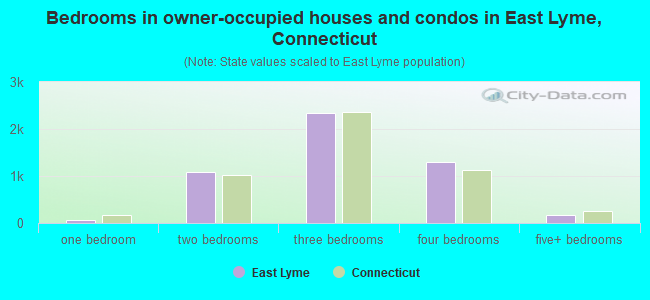 Bedrooms in owner-occupied houses and condos in East Lyme, Connecticut