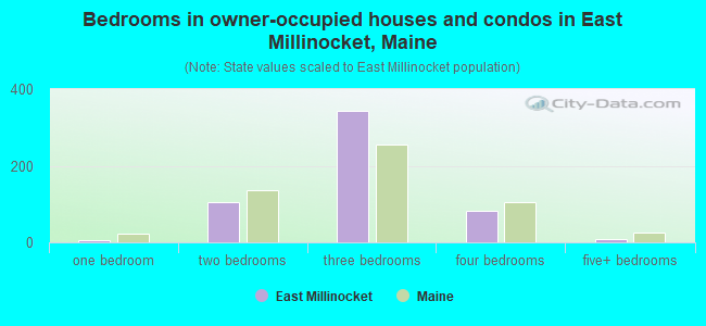 Bedrooms in owner-occupied houses and condos in East Millinocket, Maine