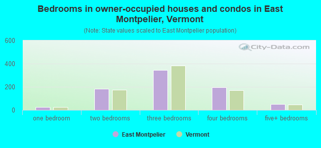 Bedrooms in owner-occupied houses and condos in East Montpelier, Vermont