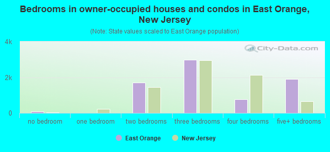 Bedrooms in owner-occupied houses and condos in East Orange, New Jersey
