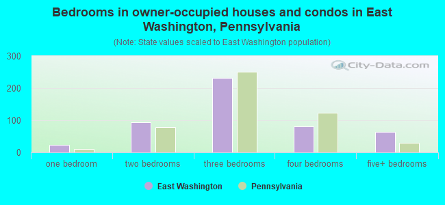 Bedrooms in owner-occupied houses and condos in East Washington, Pennsylvania