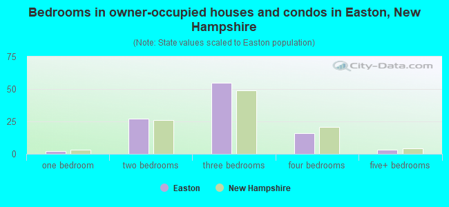 Bedrooms in owner-occupied houses and condos in Easton, New Hampshire