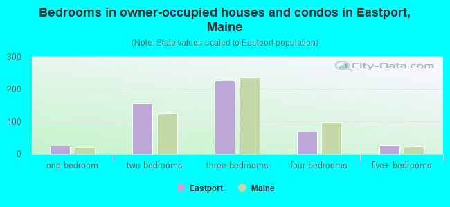 Bedrooms in owner-occupied houses and condos in Eastport, Maine