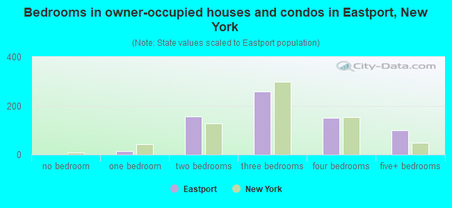 Bedrooms in owner-occupied houses and condos in Eastport, New York
