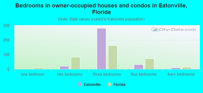 Bedrooms in owner-occupied houses and condos in Eatonville, Florida