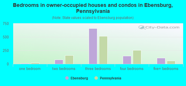 Bedrooms in owner-occupied houses and condos in Ebensburg, Pennsylvania