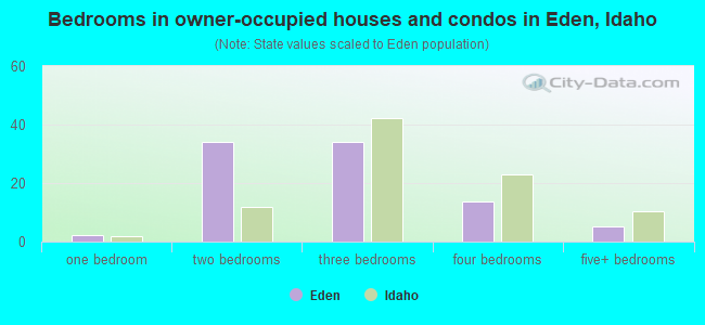 Bedrooms in owner-occupied houses and condos in Eden, Idaho