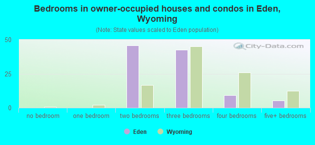 Bedrooms in owner-occupied houses and condos in Eden, Wyoming