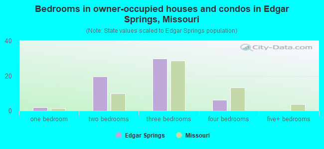 Bedrooms in owner-occupied houses and condos in Edgar Springs, Missouri