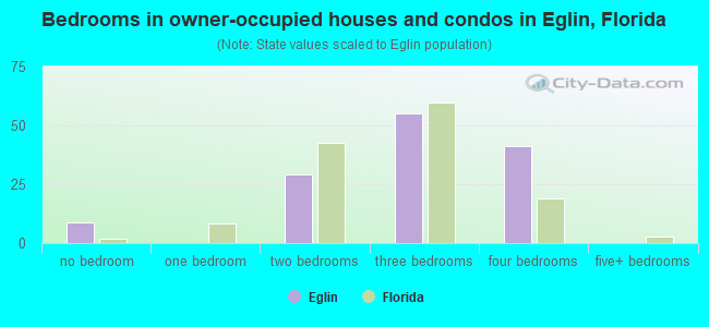 Bedrooms in owner-occupied houses and condos in Eglin, Florida