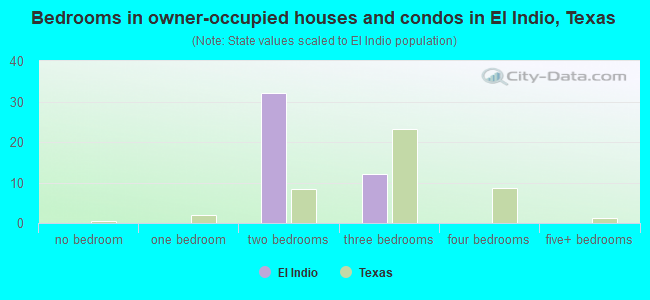 Bedrooms in owner-occupied houses and condos in El Indio, Texas