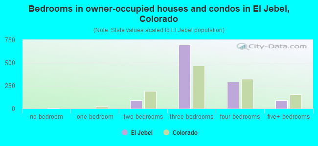 Bedrooms in owner-occupied houses and condos in El Jebel, Colorado