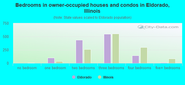 Bedrooms in owner-occupied houses and condos in Eldorado, Illinois