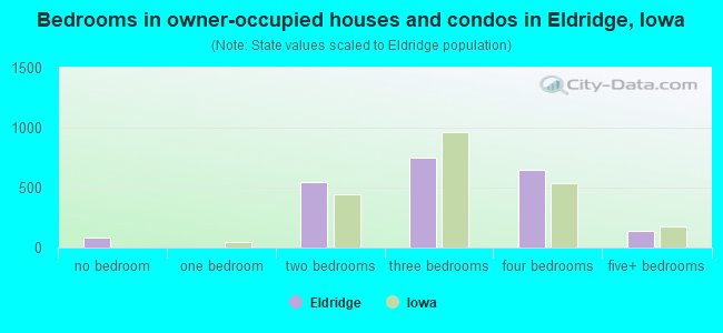 Bedrooms in owner-occupied houses and condos in Eldridge, Iowa