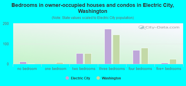 Bedrooms in owner-occupied houses and condos in Electric City, Washington