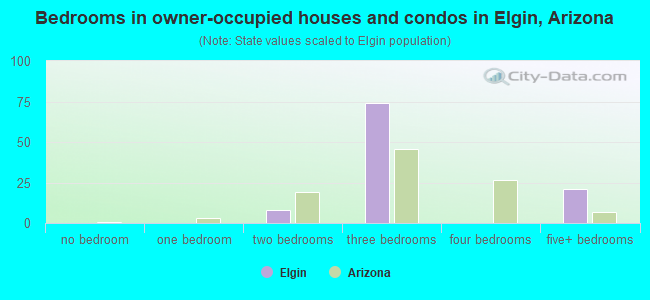 Bedrooms in owner-occupied houses and condos in Elgin, Arizona