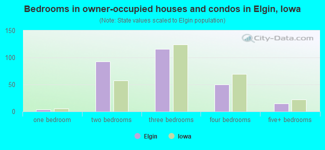 Bedrooms in owner-occupied houses and condos in Elgin, Iowa