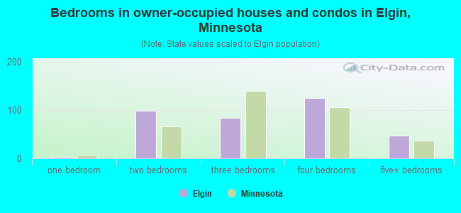Bedrooms in owner-occupied houses and condos in Elgin, Minnesota