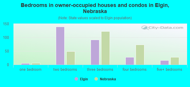Bedrooms in owner-occupied houses and condos in Elgin, Nebraska
