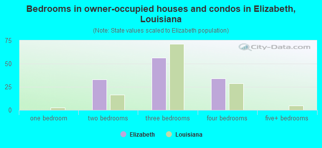 Bedrooms in owner-occupied houses and condos in Elizabeth, Louisiana