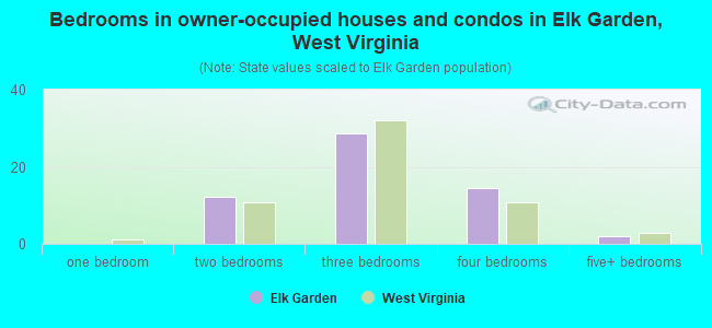 Bedrooms in owner-occupied houses and condos in Elk Garden, West Virginia