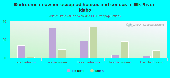 Bedrooms in owner-occupied houses and condos in Elk River, Idaho