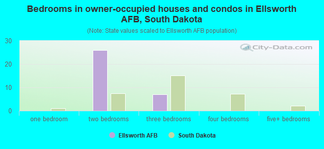 Bedrooms in owner-occupied houses and condos in Ellsworth AFB, South Dakota