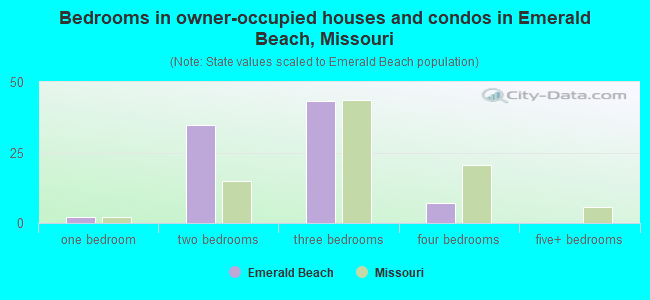 Bedrooms in owner-occupied houses and condos in Emerald Beach, Missouri