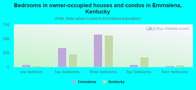 Bedrooms in owner-occupied houses and condos in Emmalena, Kentucky