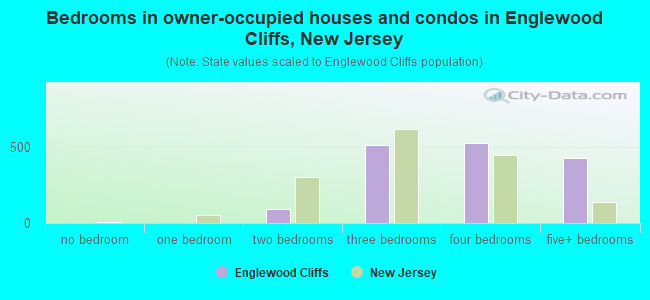 Bedrooms in owner-occupied houses and condos in Englewood Cliffs, New Jersey