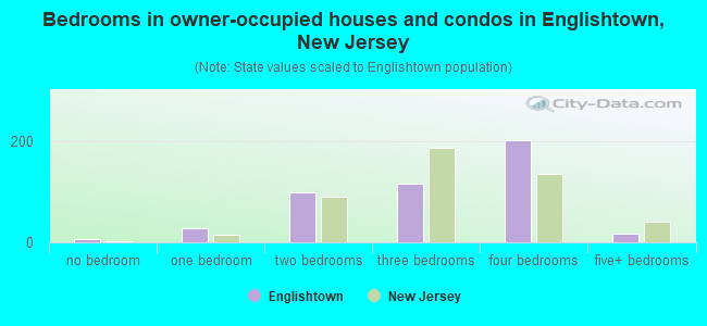 Bedrooms in owner-occupied houses and condos in Englishtown, New Jersey