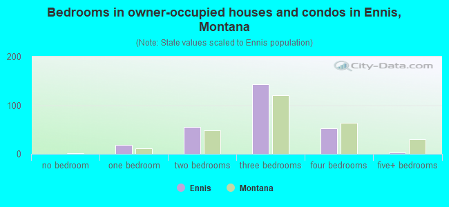 Bedrooms in owner-occupied houses and condos in Ennis, Montana