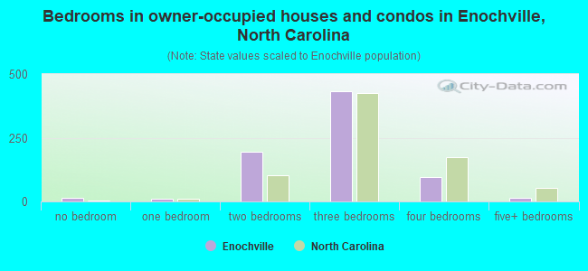 Bedrooms in owner-occupied houses and condos in Enochville, North Carolina