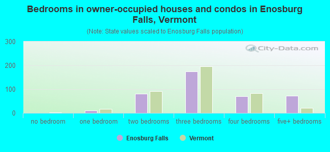 Bedrooms in owner-occupied houses and condos in Enosburg Falls, Vermont