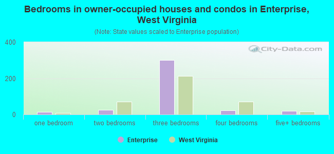 Bedrooms in owner-occupied houses and condos in Enterprise, West Virginia