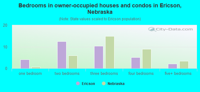 Bedrooms in owner-occupied houses and condos in Ericson, Nebraska