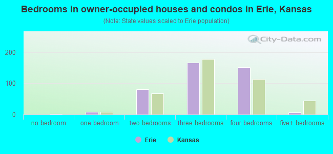 Bedrooms in owner-occupied houses and condos in Erie, Kansas